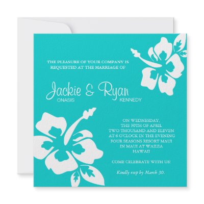 Beach Wedding Invitation Hibiscus Flower Blue by WeddingShop88