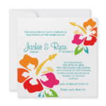 Beach Wedding Invitation Hibiscus Flower Colourful