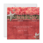 Beach Wedding Invitation Seashell Coral Red Wood