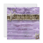 Beach Wedding Invitation Seashell Purple Vintage