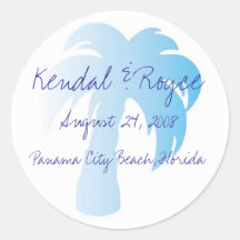 Beach Wedding Labels Round Stickers