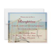 Beach Wedding Reception Cards - Beach Staircase Custom Announcements