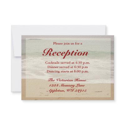 Beach Wedding Reception Cards - Sandy Beach Personalised Announcement by AnderBerry