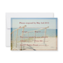 Beach Wedding Reply Cards - Beach Staircase Personalised Invite