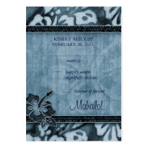 Beach Wedding Response Cards Hibiscus Blue Denim Business Card Template