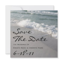 Beach Wedding Save The Date - Ocean Waves & Sand Announcements