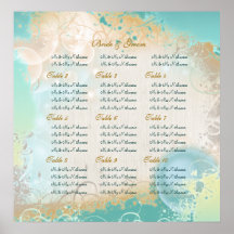 Beach "wedding seating chart" elegant party poster