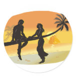 Beach Wedding Silhouette Round Sticker