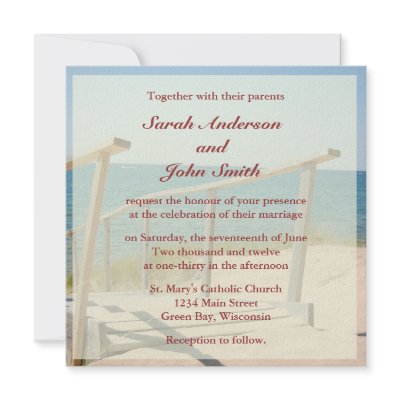 Beach Wedding Square Invitation - Beach Staircase by AnderBerry