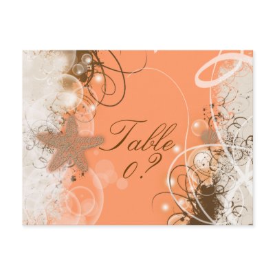 Beach wedding theme ~ table number card by mensgifts