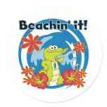 Beaching It Round Stickers