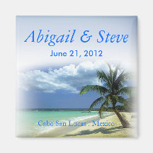 Beachy Beach Cabo Resort Wedding Favour Keepsake Fridge Magnets