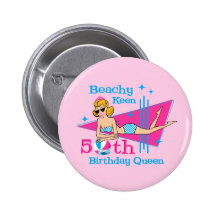 Beachy Keen 50th Birthday Buttons