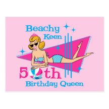 Beachy Keen 50th Birthday Post Card