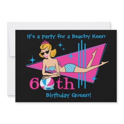 Beachy Keen 60th Birthday Custom Invitations by pinkinkart
