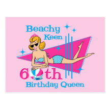 Beachy Keen 60th Birthday Postcard