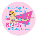 Beachy Keen 60th Birthday Sticker