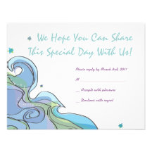 Beachy Ocean Bar Bat Mitzvah Invitation reply card