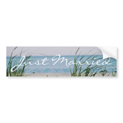 Beachy Wedding - Bumper Sticker by ArtByLindaLou
