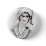 Beaded flapper girl buttons