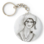 Beaded flapper girl key chain