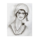 Beaded flapper girl post card