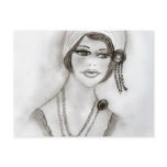 Beaded flapper girl post card