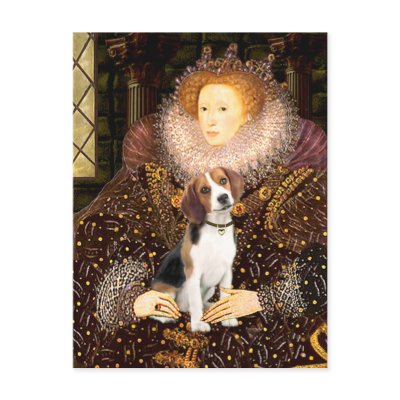 Beagle 1 - Queen Elizabeth I Postcards by masterpiecedogs
