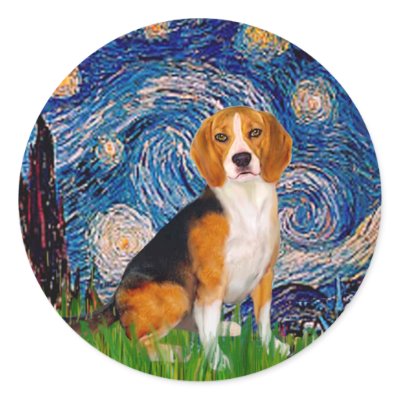 Beagle 7 - Starry Night Sticker by masterpiecedogs
