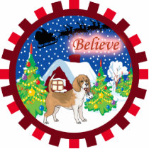 beagle believe in santa ornament photo cut out