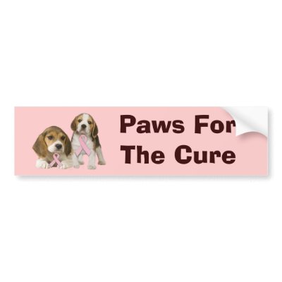Beagle Breast Cancer Bumper Sticker by normagolden