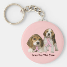 Beagle Breast Cancer Keychain