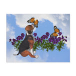 Beagle Butterflies Pansies Cute Dog Postcard