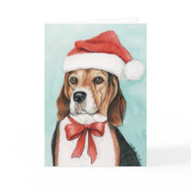 Beagle Christmas Dog Art Greeting Card
