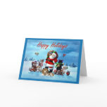 Beagle Christmas Santa and Animals Greeting Card