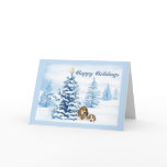 Beagle Christmas Snowy Tree Greeting Card