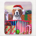 Beagle Christmas Surprise Mouse Pads