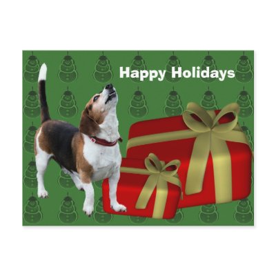 Beagle Dog Christmas Holiday Postcard by SmilinEyesTreasures