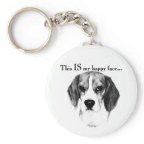 Beagle Happy Face Key Chain