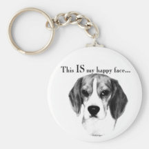 Beagle Happy Face Keychain