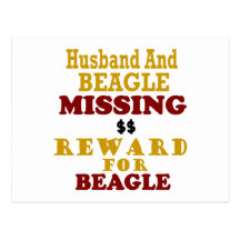 Beagle & Husband Missing Reward For Beagle Postcard