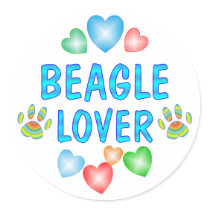 BEAGLE LOVER ROUND STICKERS