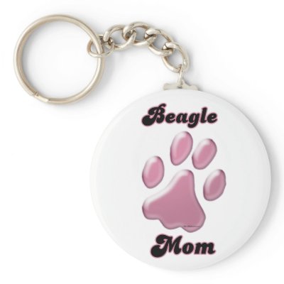 Beagle Mum Pink Pawprint Keychain by GreyWolfCreation