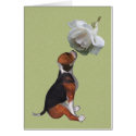 Beagle Puppy White Rose Blank Note Card