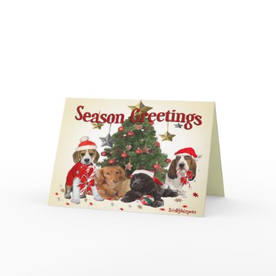 Beagle Santa and friends gifts Card by friskybiz