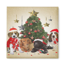 Beagle Santa and friends gifts Refrigerator Magnets