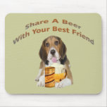 Beagle Shares A Beer Mouse Pads