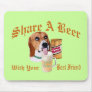 Beagle Shares A Beer Mouse Pad