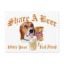 Beagle Shares A Beer Post Card