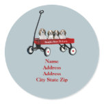 Beagles In Wagon Address Label Round Sticker